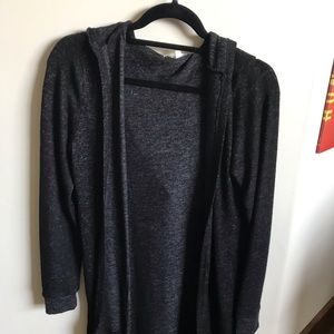 black cardigan with hood